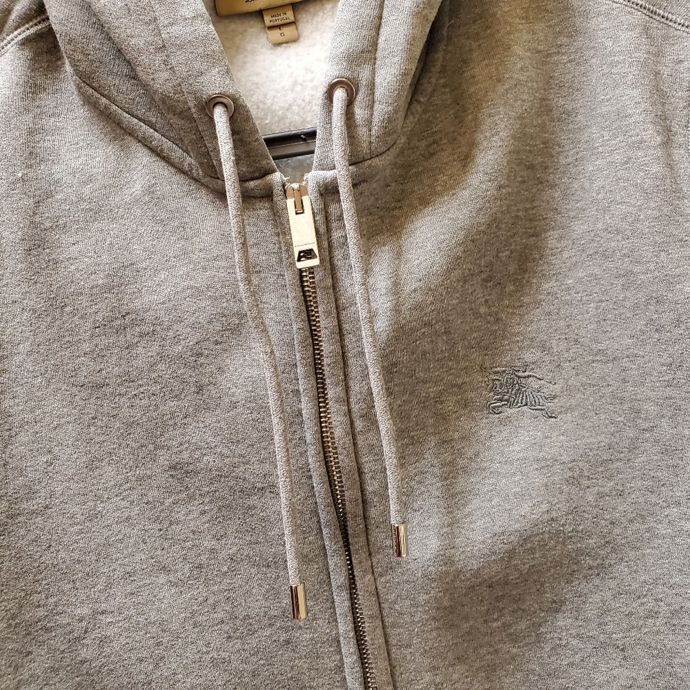 Burberry Nova  Pale Grey Melange Zip-front Cotton - Picture 6 of 7
